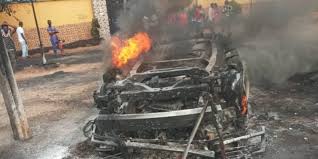Just in: Passengers burnt beyond recognition as commercial bus catches fire in Onitsha