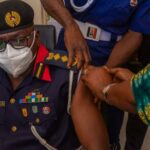 Officers of NSCDC take COVID-19 vaccine